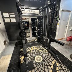 PRO SERIES Ultimate 3-1 Half Rack Functional Trainer w/Smith Machine Bar | 400lb Stack | Gym Equipment | Fitness | Commercial | Squat Rack 