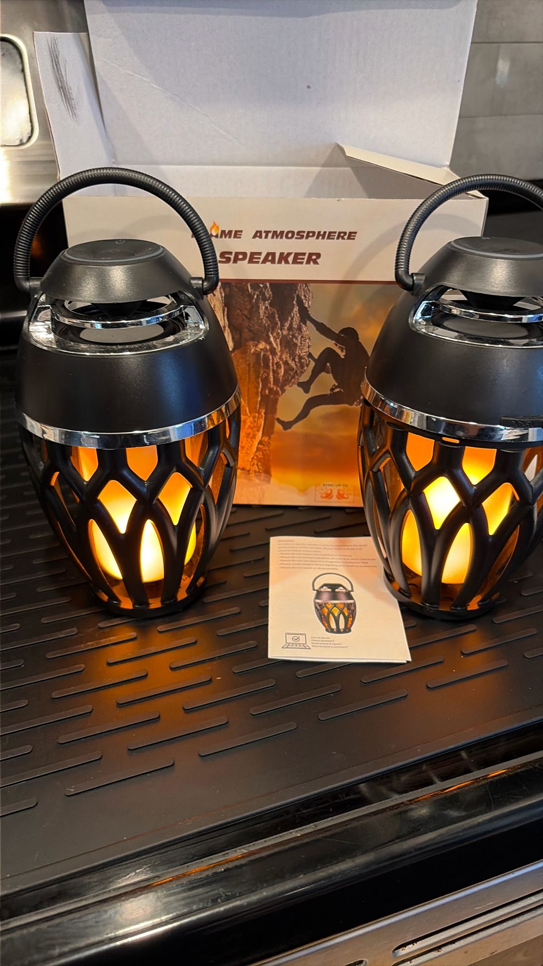 Pair Of Bluetooth Speakers With Flame