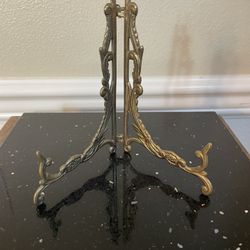 Vintage Solid Brass Easel Plate or Picture Holder 6”