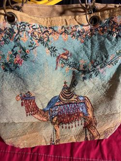 Tapestry Tote Bag with Ring Hardware