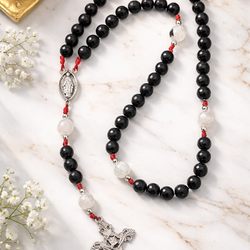 Onyx & Dalmatian Moonstone Rosary