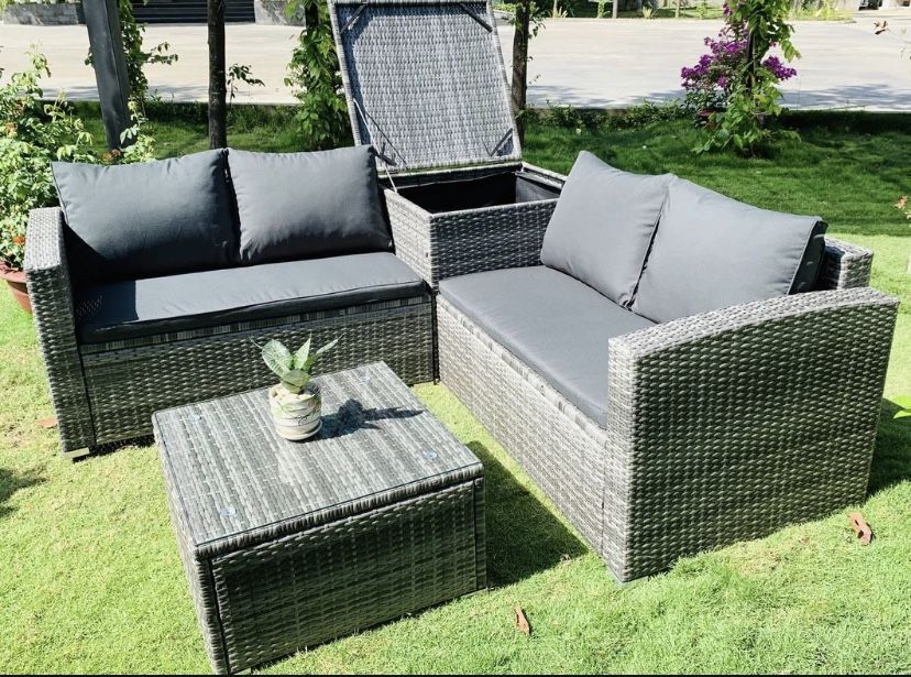 Four Piece Outdoor Patio Sectional Sofa Set