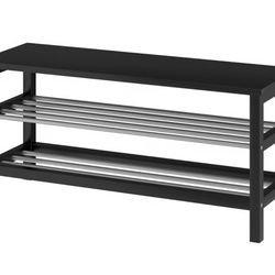 🔥Sleek IKEA TJUSIG Shoe Rack Bench – Black 🔥