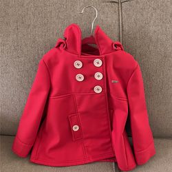 Little Lillies Red Double-Breasted Peacoat – Size 3T