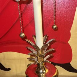 Vtg Solid Brass Pineapple Table Lamp Bouillotte Hollywood Regency 