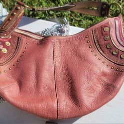 Coach SoHo Brass Stud Hobo Coach Pink Leather Shoulder Bag