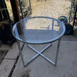 Glass Top And Silver Small Coffee Table