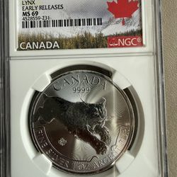 2017 1oz NGC MS69 CANADA LYNX SILVER COIN 