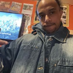 AKADEMIKS Dark Distressed Button Front Jacket