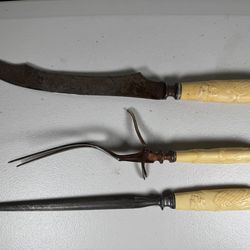 Antique  Carved  Handled  Carving  Set