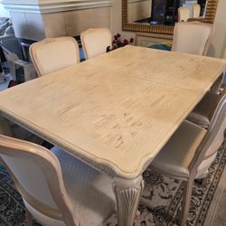 Dining Table And 7 Chairs With Table Extension 