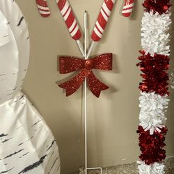 Sparkly Candy Cane Ground Stake 30”