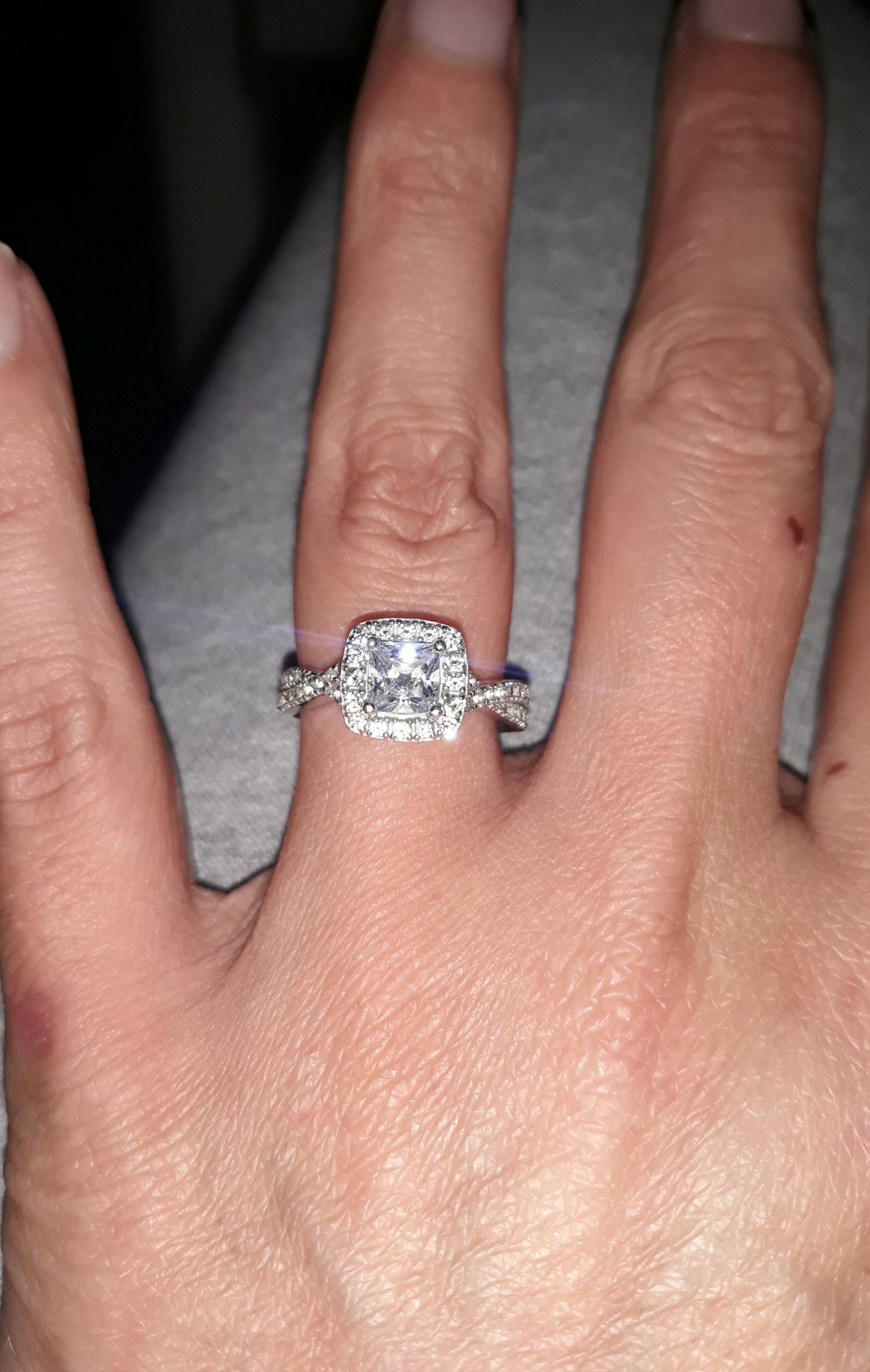 Sterling silver simulated diamond wedding ring set