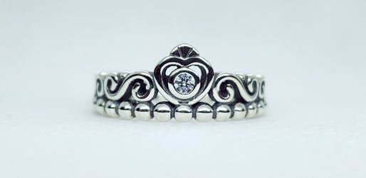 Queen's Tiara Ring, 925 Sterling Silver, CZ, Size 7