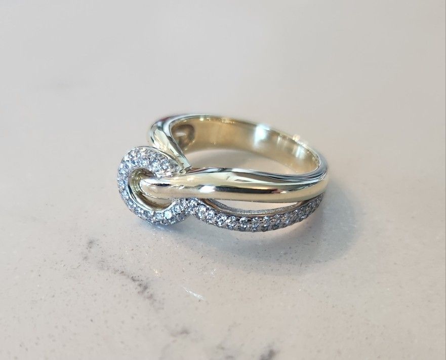 New | Breuning Luxury 14K Natural Diamond Knot Ring | Size: 7.0