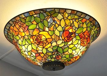 Exceptional Handcrafted Stained Glass Ceiling Fixture - Master Craftsman Made