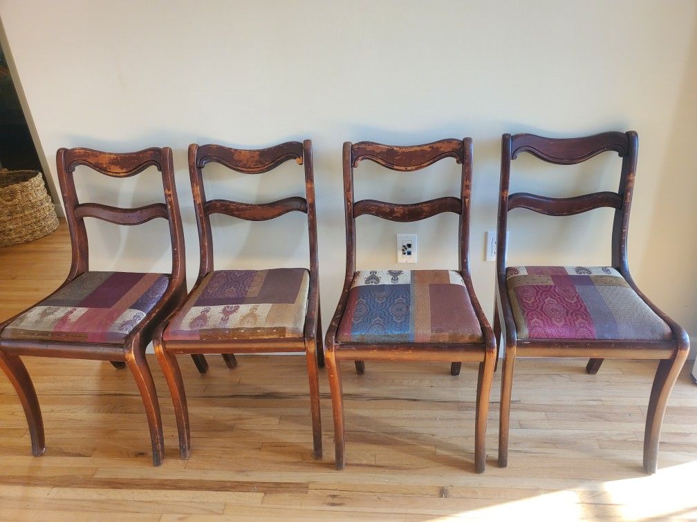 4 ANTIQUE VINTAGE TELL CITY CHAIRS MAHOGONY CHABBY CHIC DINING