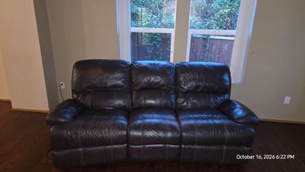 Dark Brown Leather Reclining Sofa electric