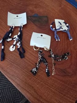 Free People Navy, Gold, Silver and Black Mixed Earring Accessory Each One $20