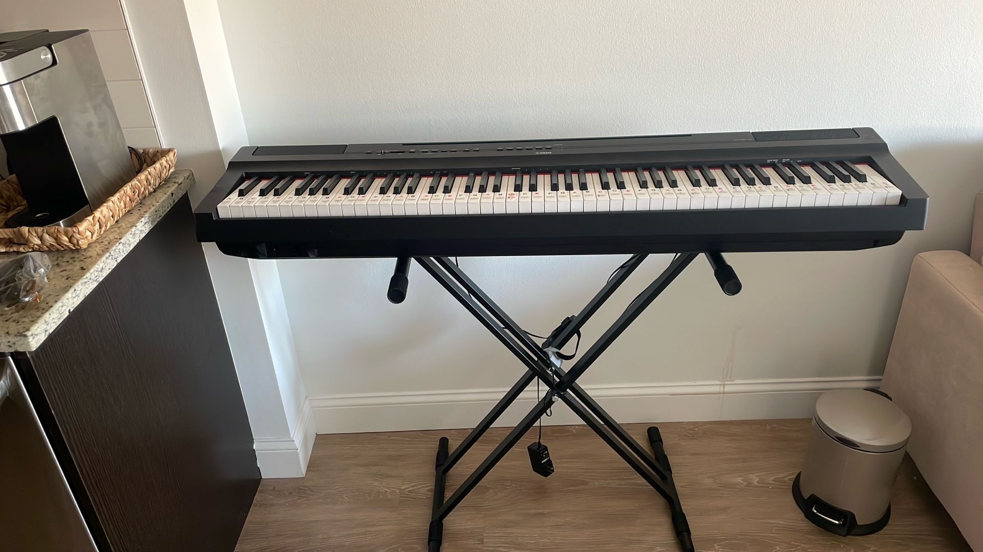 YAMAHA P125 88-Key Weighted Action Digital Piano with Power Supply and Sustain Pedal, Black