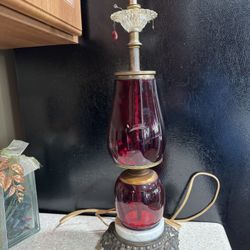 Dietz Fitzall Red Ruby Glass Lantern Globe Lamp For Refurbishing 