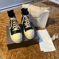 Rick Owen’s High Top Leather Sneakers 