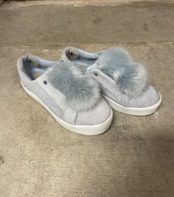Blue Pom Pom Sneakers