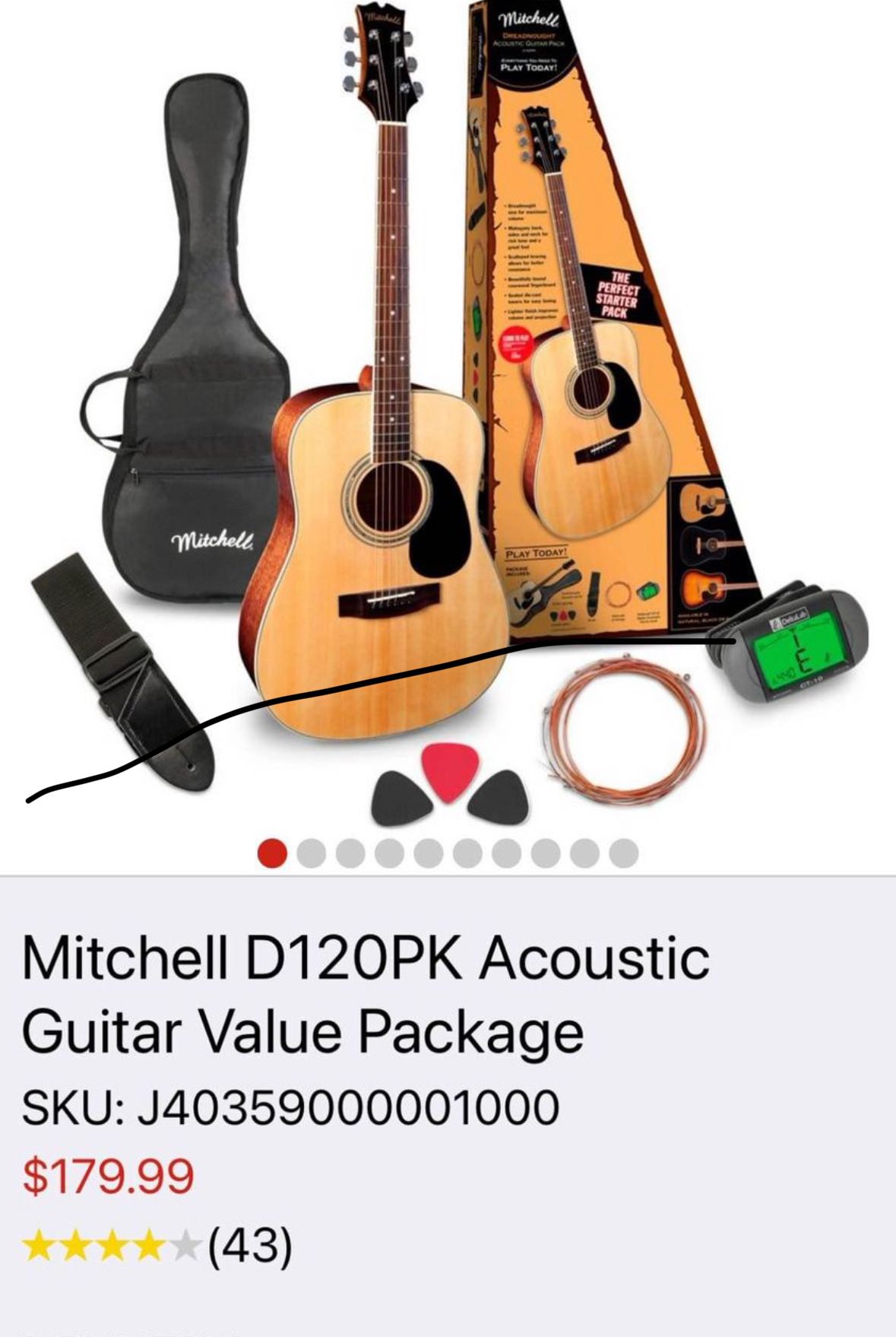 Mitchell acoustic guitar package