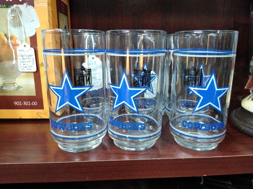 10 Vintage 1980s NFL Dallas Cowboys Drinking glasses