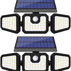 Solar Lights Outdoor Motion Sensor, 2 Pack 74 LEDs Solar Motion Sensor Lights Outdoor, IP65 Waterproof 800LM Outdoor Solar Lights Flood Lights Outdoor