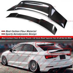 14-20 Audi A3 Carbon Fiber Rear Window Spoiler +  Trunk Spoiler