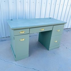 Custom Desk Refinished High Quality Green And Gold Computer Desk