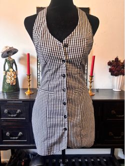 Black and white gingham holster dress