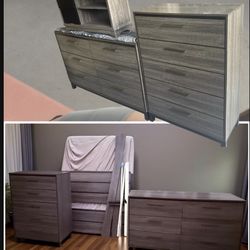 Grey Full Size Platform Bedroom Set 