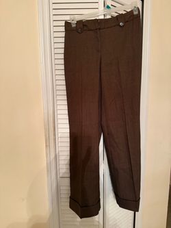 Brown Dress Pants with Cuffed Hem