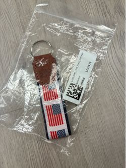 Authentic America250 Leather Flag Keychain