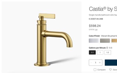 Kohler brass faucet and drain in box - new, never used!
