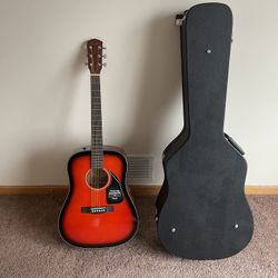 New Acoustic Guitar Fire Red Burst With Case