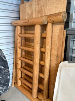 Queen log bed frame