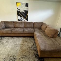 Brown Suede 4-Seater Sectional Sofa