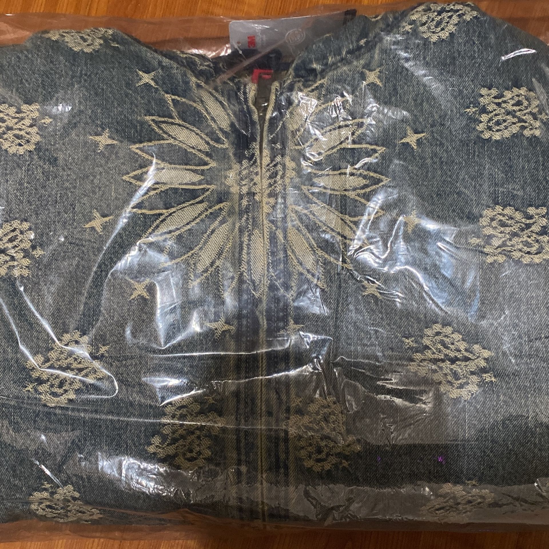 Supreme Bandana Jacquard Denim Hooded Jacket Blue