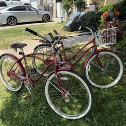 His And Her Murray Beach Cruiser Bikes In Great Shape