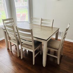 Wooden Dining Table w/ 6 Chairs (cash only)