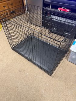 Large Black Wire Dog Crate with Tray