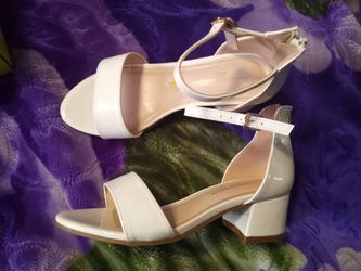 Girls heels wedge dress up church sz 1 white
