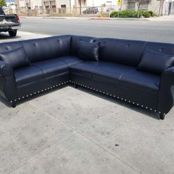 BRAND NEW 7x9ft SECTIONAL SOFAS COUCHES, BLACK LEATHER. CUSTOM MADE AVAILABLE