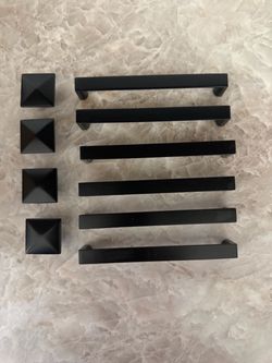 Matte Black Cabinet Pulls and Knobs Set