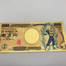 Super Saiyan Vegeta (Dragon Ball Z) 24k Gold Plated Banknote