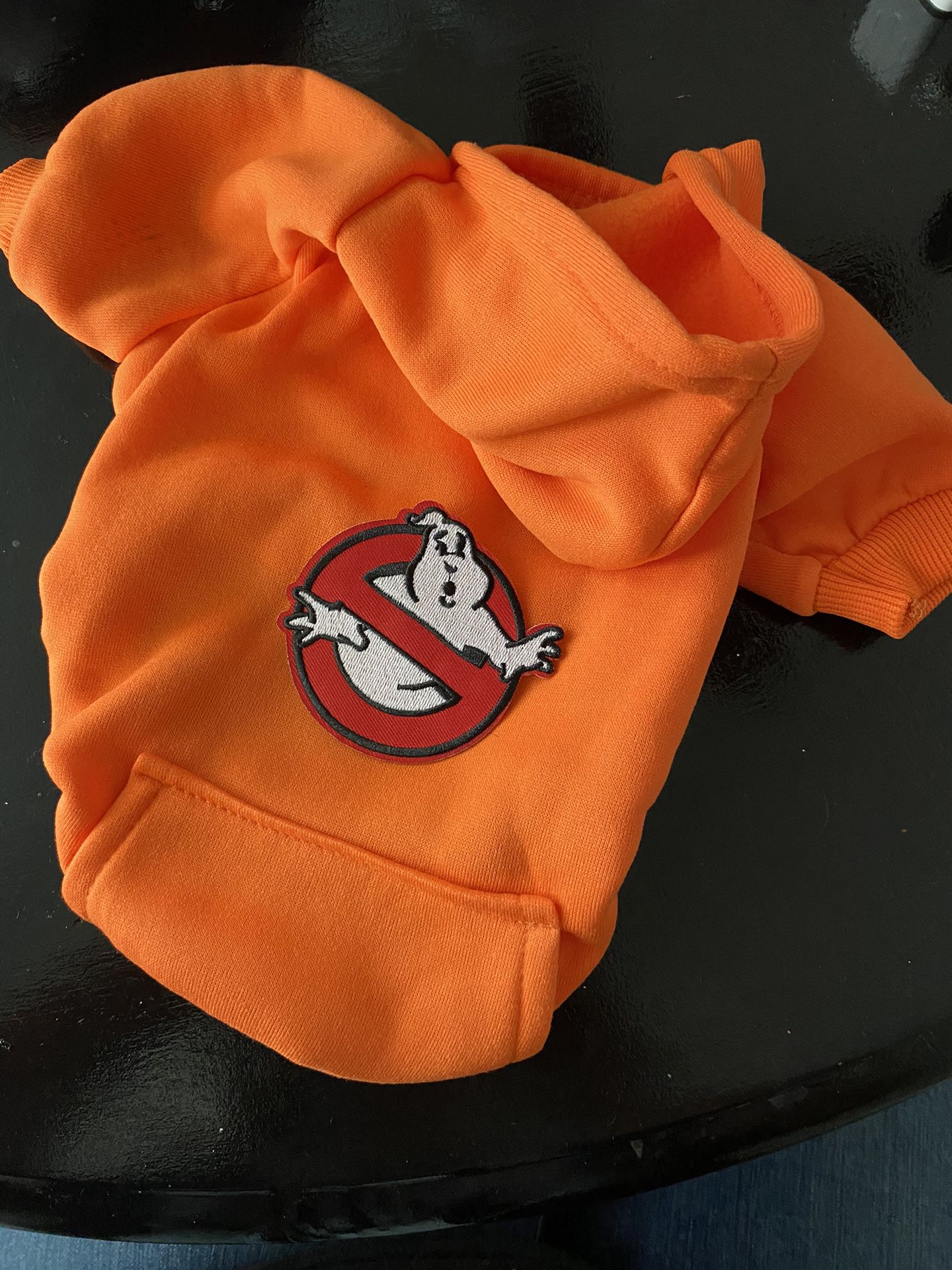 Ghostbusters Orange Sweatshirt Top Dog Cat Hooded Hoodie Large M 