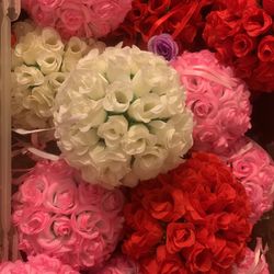 $16 Each. Silk Red 🌹 Small rose pomander flower kissing ball wedding